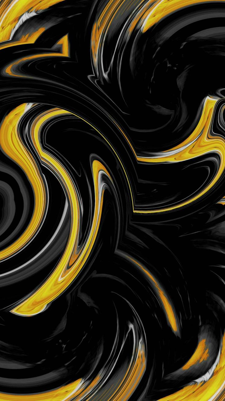 an abstract black and yellow background with swirls