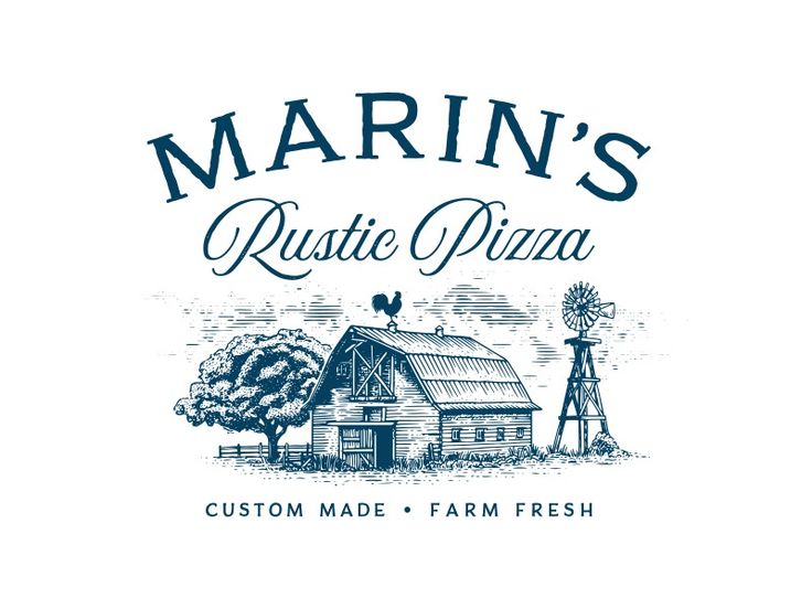 the logo for martin's rustic pizza, which is located in an old farm