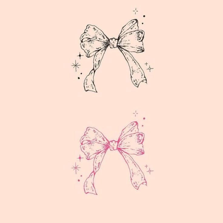 two bows are drawn on a pink background