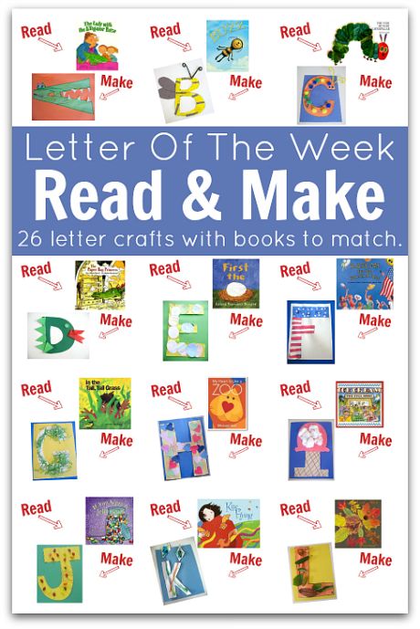 the book cover for letter of the week read and make with pictures of books to match