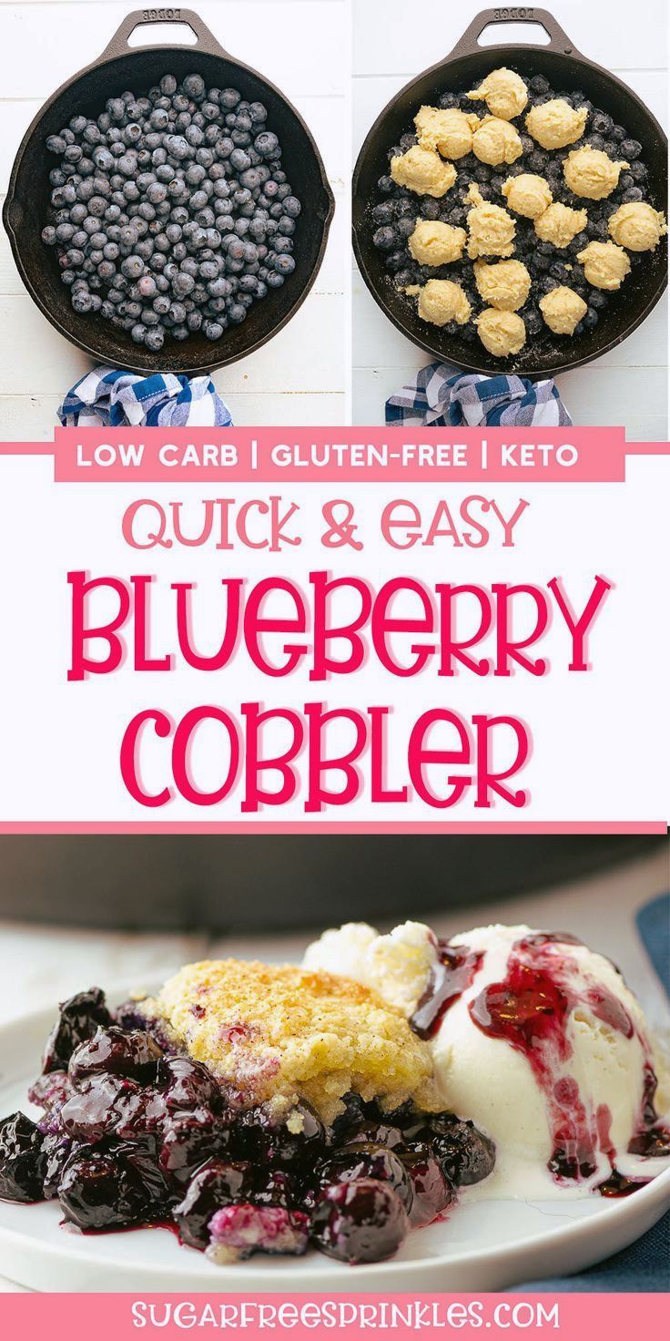 blueberry cobbler recipe with text overlay