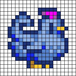 an image of a blue and yellow heart made out of pixellated squares with different colors