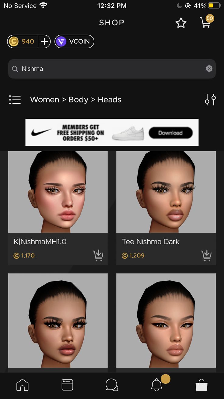 the screenshot shows how to use different facial shapes and hair colors for an application