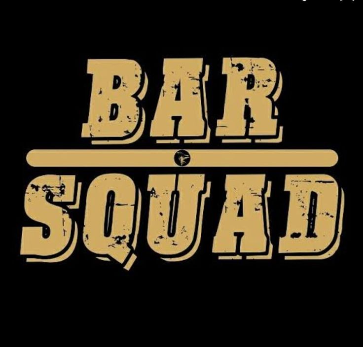 the words bar squad on a black background