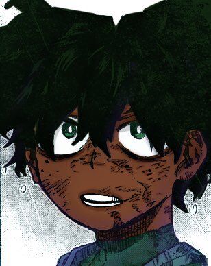 an anime character with black hair and green eyes