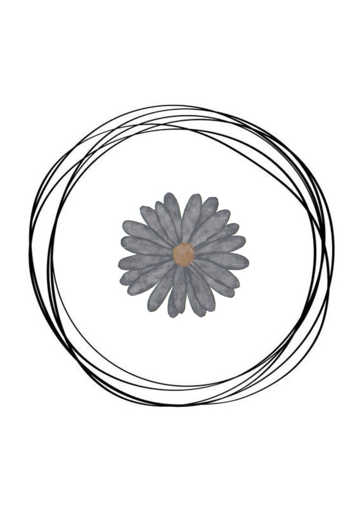 a drawing of a flower in a circle