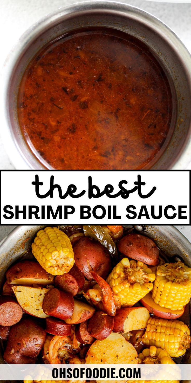 Text reads the best shrimp boil sauce Keto Shrimp Boil Recipe, Garlic Butter Seafood Boil Recipe, How To Make Sauce For Seafood Boil, Seafood Boil For Two, Crab Boil Recipe Easy, Quick Seafood Boil, Cajun Crab Boil Sauce, Recipe For Seafood Boil, Captains Boil Sauce Recipe