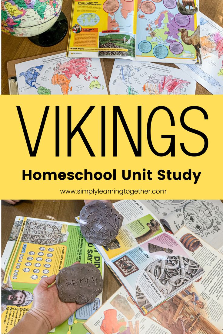 a table with cookies and other items on it that says vikings homeschool unit study