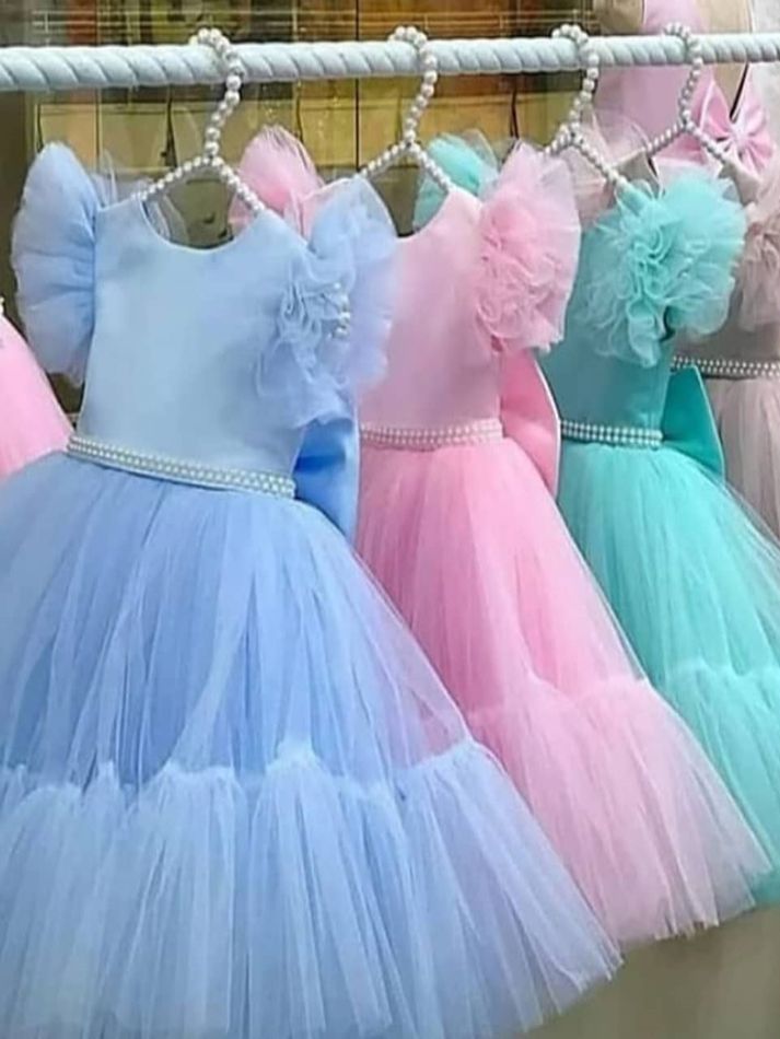 Spring Ball Gown Tutu Dress For Dress-up, Tulle Dress With Ruffles For Dress-up, Spring Tulle Gown With Ruffles, Spring Bridesmaid Ball Gown Tutu Dress, Spring Ball Gown Dresses With Ruffles, Spring Ruffled Ball Gown Dresses, Summer Princess Dress-up Gown, Princess Style Ruffle Dress For Summer, Fitted Princess Fairy Dress With Ruffles