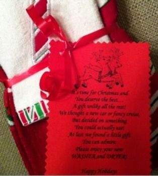 a red and white towel with a poem on it