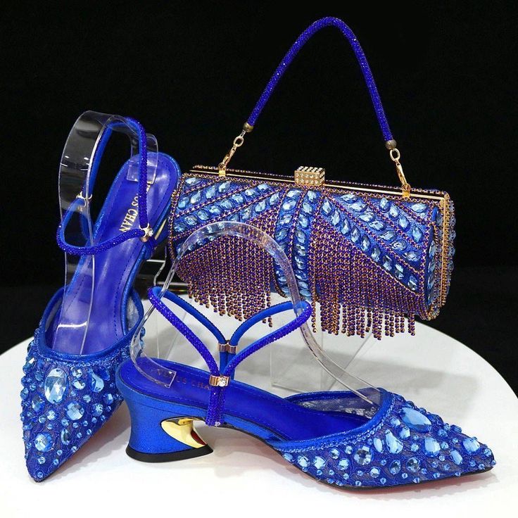 High-Quality Glam: Italian Shoes & Bag Set for Party Delight Purple Wedding Shoes, Heels Blue, Color Party, Elegant High Heels, Wedge Heel Boots, Shoes Bag, Womens Sandals Summer, Rhinestone Shoes, Rhinestone Heels