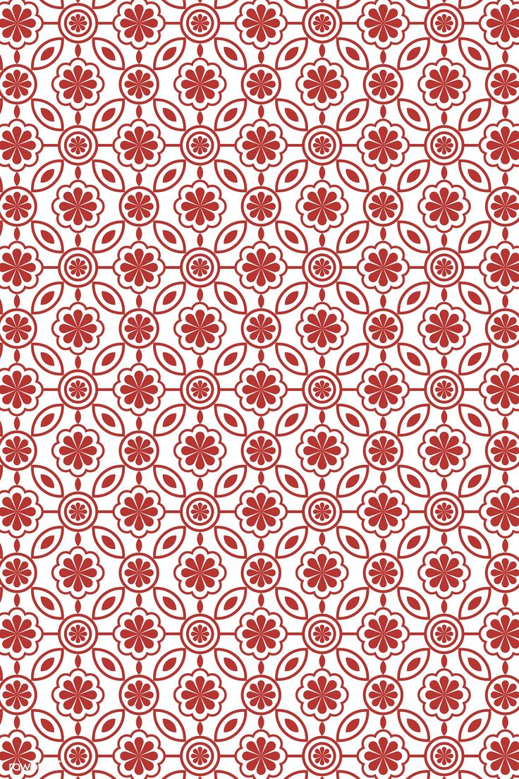 a red and white wallpaper pattern with circular designs on the bottom half of it