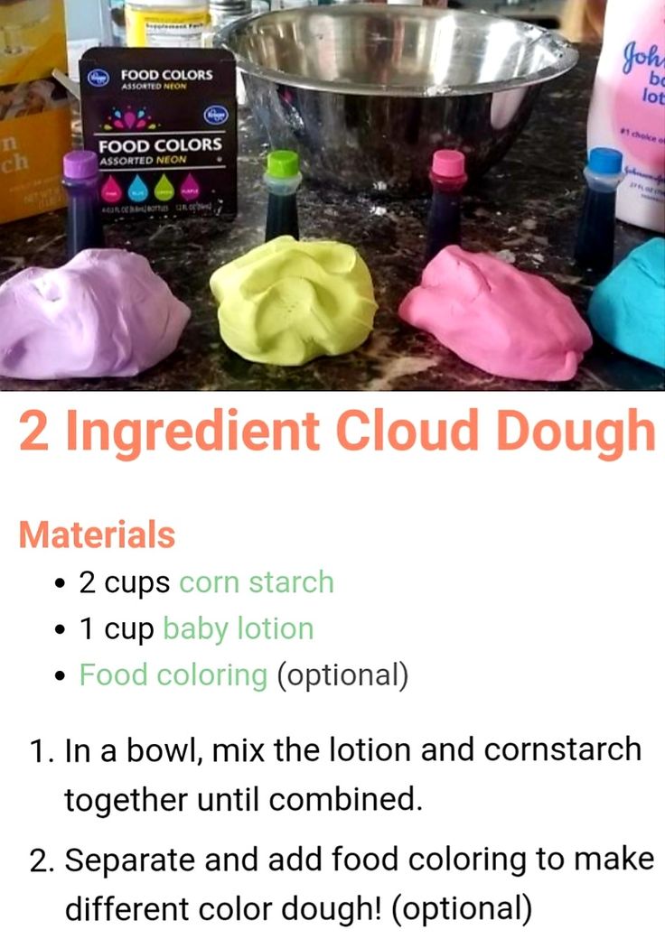 the ingredients for two ingredient cloud dough