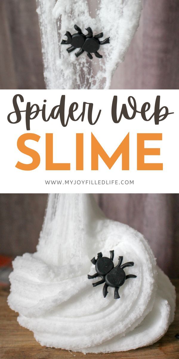 the spider web slime is made with white yarn and black sprinkles