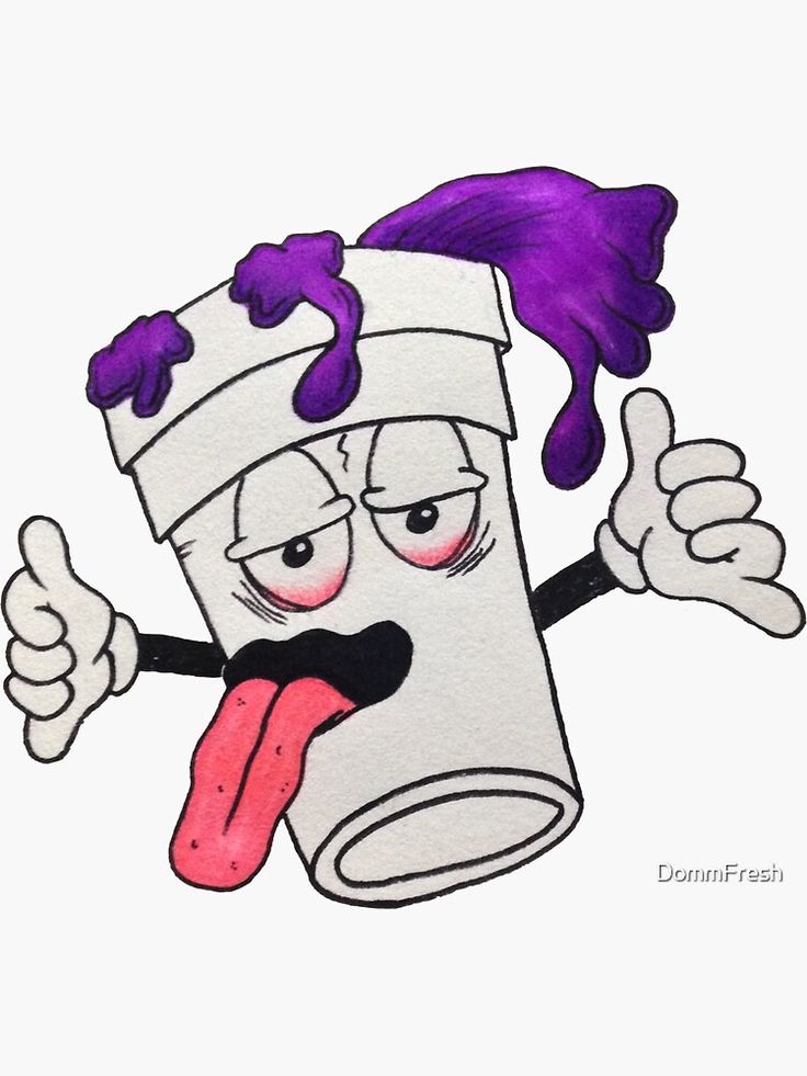 a sticker with a purple hair sticking out of it's mouth and tongue