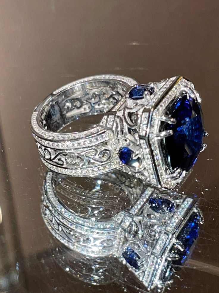 925 Sterling silver,  custom made, AAAAA grade laser cz, excellent midnight blue cushion cut lab sapphire, white gold plate. Silver Sapphire Ring, Porter Ranch, Fancy Jewelry Necklace, Princess Jewelry, Wedding Earrings Drop, Magical Jewelry, Sapphire Wedding, Blue Sapphire Diamond, Dope Jewelry