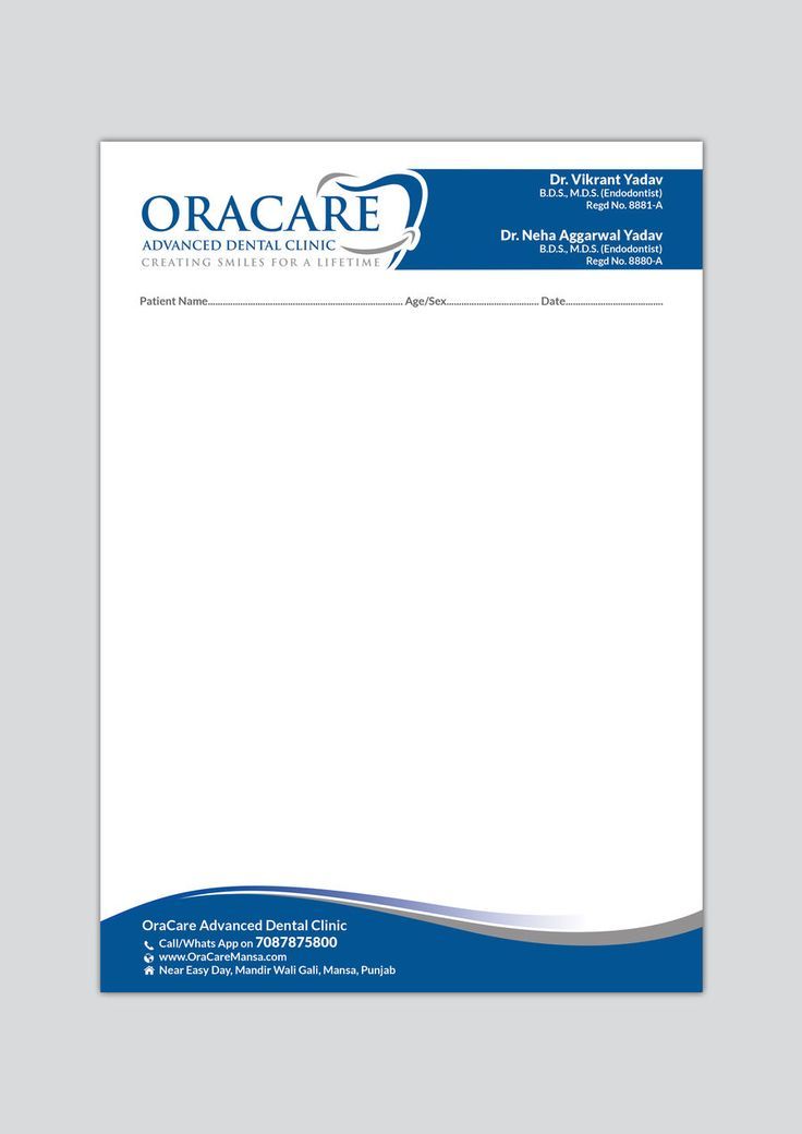 a letterhead with the word oracare on it and an image of a toothbrush