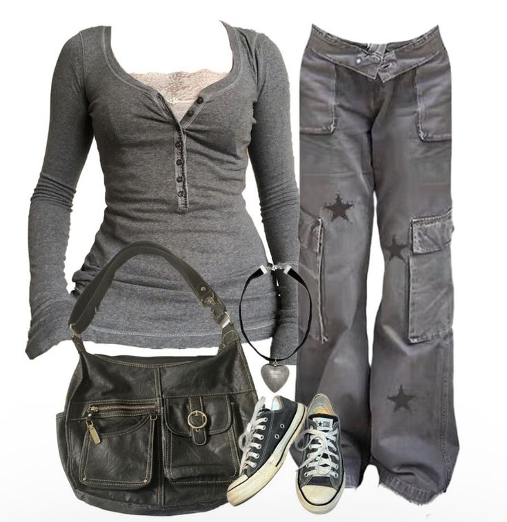 Early 2000s Grunge Outfits, Y2k Outfit Grunge, 2003 Outfits, Outfits With Grey Jeans, Twd Fashion, Grunge Outfit Aesthetic, 2000 Grunge, Outfit Grey, Outfit Grunge