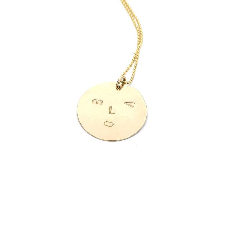 Love Face Necklace Everyday Stamped Round Disc Charm Necklaces, Everyday Stamped Round Disc Charm Necklace, Everyday Hammered Round Disc Coin Necklace, Everyday Coin Pendant Medallion Necklace, Everyday Medallion Necklace With Coin Pendant, Minimalist Stamped Round Disc Necklaces, Everyday Hand Stamped Medallion Necklace, Minimalist Stamped Round Disc Necklace, Engraved Round Disc Coin Necklace For Everyday