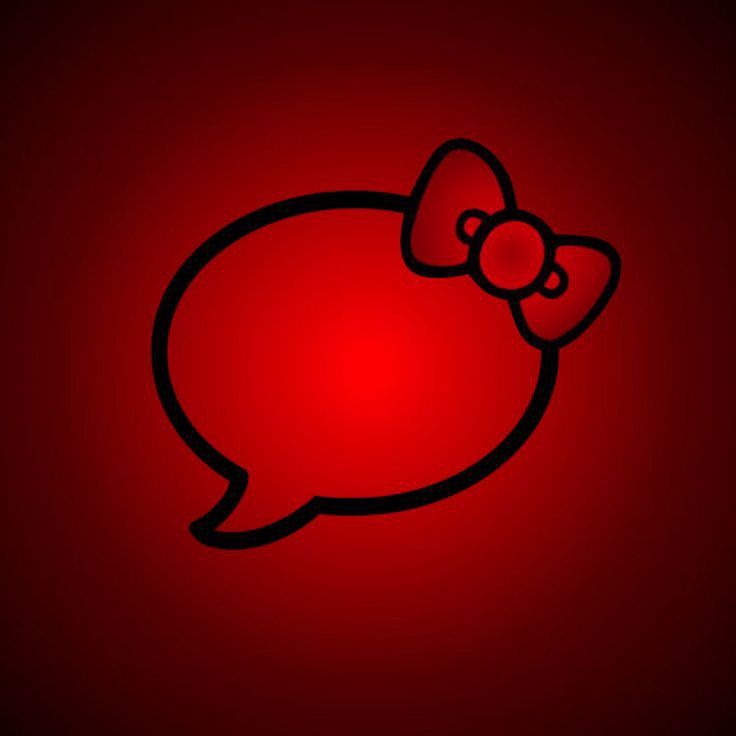 a red hello kitty wallpaper with a bow on it's head and an empty speech bubble