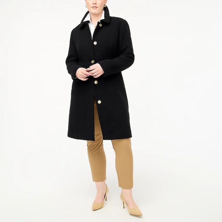 Factory: Wool-blend Lady Coat For Women Chic Business Pea Coat, Chic Long Coat For Daywear, Chic Daywear Outerwear With Hidden Button Closure, Chic Outerwear With Hidden Button Closure For Daywear, Fitted Sweater Coat With Button Closure, Long Coat Outerwear With Button Closure For Daywear, Classic Long Coat Outerwear For Daywear, Classic Tailored Outerwear For Daywear, Long Coat With Button Closure For Daywear