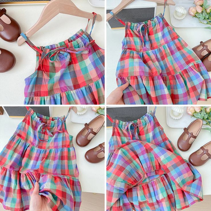 Introducing Our Stunning Summer Girls' Colorful Plaid Strap Dress Step into Summer in Style Elevate your little one's summer wardrobe with our enchanting Summer Girls' Colorful Plaid Strap Dress. Designed to capture the essence of sunny days and carefree adventures, this dress is a must-have for fashion-forward young ladies aged 3 to 7 years. Crafted for Comfort and Charm Made from high-quality POLYESTER material, our dress ensures utmost comfort and breathability, perfect for those warm summer Colorful Playful Sleeveless Dress, Colorful Sleeveless Playful Dress, Multicolor Summer Sundress For Play, Multicolor Sundress For Summer Play, Multicolor Sleeveless Sundress For Playtime, Playful Multicolor Sundress For The Beach, Pink Sundress For Summer Playwear, Multicolor Sleeveless Sundress For Playdate, Pink Sundress For Summer Playdate