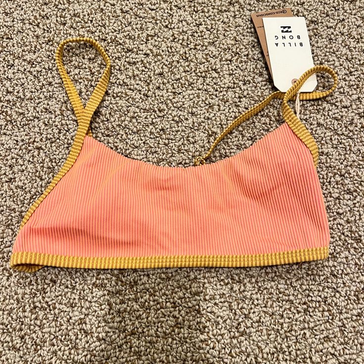 Super Cute Brand New Never Worn With Tags Very Flattering And Comfy Easy To Move In And Wear Really Easy To Style And Really Good Quality Pink Sleeveless Swimwear With Adjustable Straps, Casual Pink Swimwear With Adjustable Straps, Trendy One-piece Tops For The Beach, Mustard Top, Swimsuit Two Piece, Billabong Swim, Billabong Women, Cheeky Bikinis, Move In