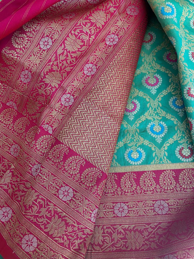 blouse size 38-42 fall & pico done. Bit heavy in weight Handwoven in Banaras, the Opulent Piece of MOONGA PATTU is enhanced with ALLOVER WEAVING JALL along with intricate MEENAKARI DESIGN throughout the Saree and Classic Zari Borders at Multiside Stands you Unique in any Occasion Festive Banarasi Silk Pre-draped Saree With Self Design, Multicolor Pre-draped Saree With Zari Weaving For Festive, Festive Pre-draped Saree In Paithani Silk With Traditional Patterns, Festive Multicolor Katan Silk Pre-draped Saree, Semi-stitched Pre-draped Saree With Zari Weaving For Navratri, Festive Pre-draped Saree With Traditional Patterns, Festive Katan Silk Pre-draped Saree With Dupatta, Festival Pre-draped Dola Silk Saree With Pallu, Semi-stitched Paithani Silk Blouse Piece With Traditional Patterns