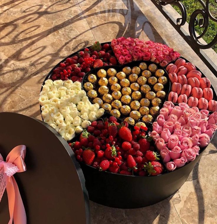 a large platter filled with lots of different types of food on top of a table