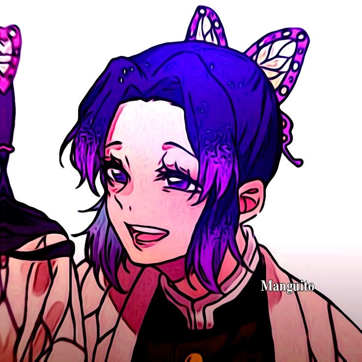 a drawing of a woman with purple hair and cat ears on top of her head