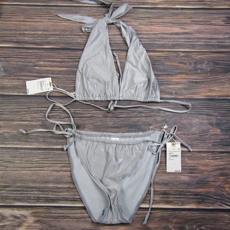 Good American New Xl Size 4 Silver 2-Piece Bikini Set Swimsuit Beach Brand New With Tags Silver Triangle Top Swimwear For Summer, Silver Swimwear For Poolside Summer, Fitted Silver Swimwear For Summer, Silver Triangle Top Swimwear For Beach Season, Silver Triangle Top Swimwear For Beach, Silver Swimwear For Summer Beach, Silver Beach Swimwear For Summer, Silver Swimwear For Beach In Summer, Silver Stretch Swimwear For Swimming