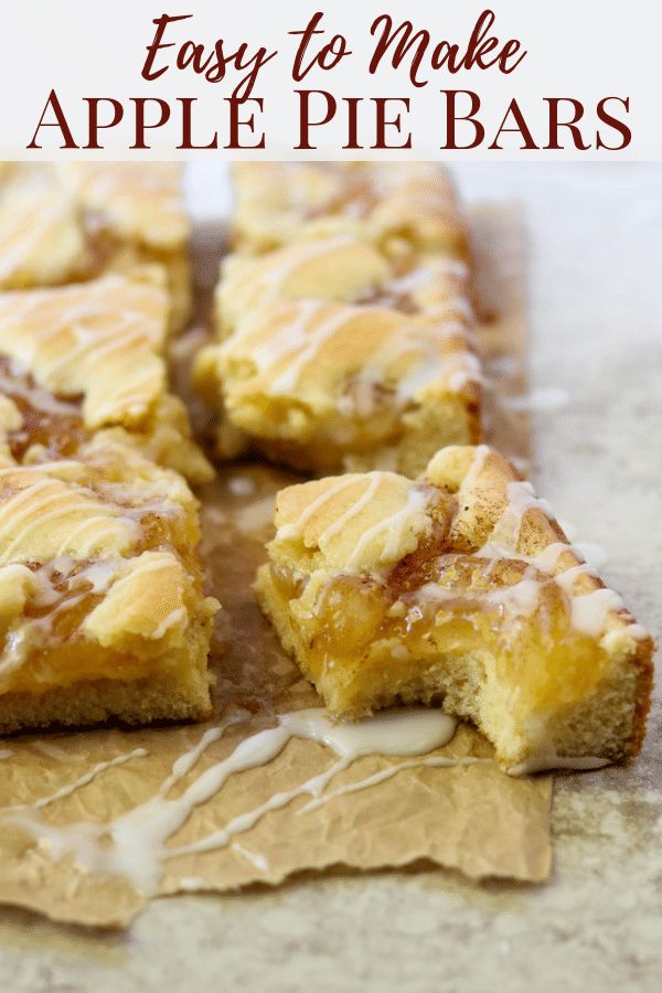 easy to make apple pie bars on a piece of parchment paper