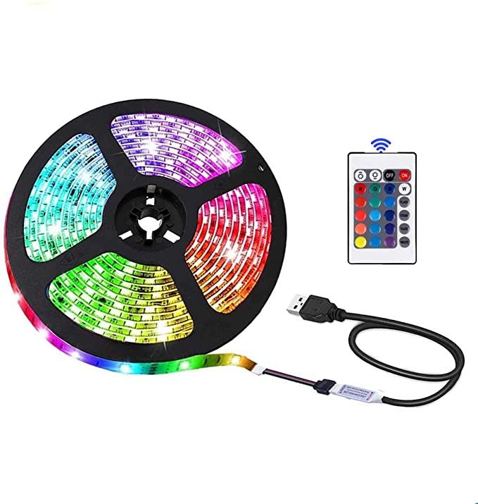 the color changing led strip light with remote control is shown in different colors and sizes