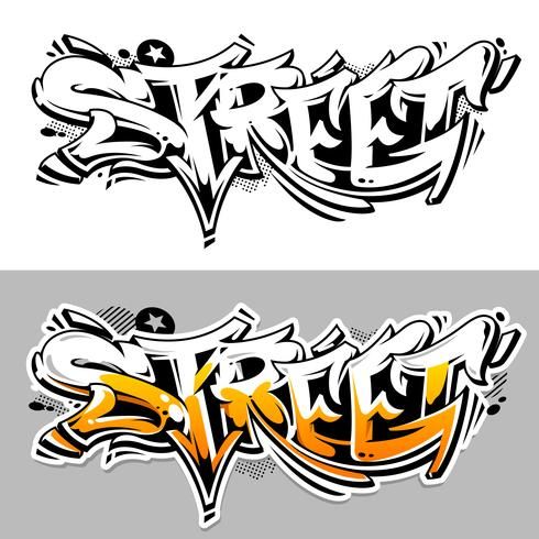 two different types of graffiti font on white and gray background, one is black and the other is yellow