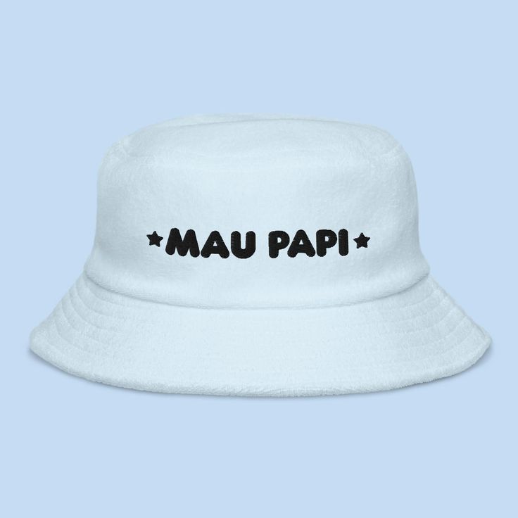 Elevate your festival fashion and music vibes with our "Mau Papi" Unstructured Terry Cloth Bucket Hat. This isn't just any hat; it's a celebration of DJ culture and the rave scene, inspired by Mau P's unique style. 🎩 Key Features 🎩 Unstructured, comfortable terry cloth fabric DJ-inspired design for music lovers Versatile style suitable for EDM and music festivals One size fits most with a relaxed fit 🎶 Rave-Ready Vibes 🎶 Whether you're heading to a music festival, a rave, or just wanting to Summer Hip Hop Hat With Curved Brim, Adjustable Bucket Hat For Party, Fun Festival Bucket Hat With Curved Brim, White Wide Brim Costume Hat For Festival, White Wide Brim Festival Hat, Trendy Bucket Hat For Music Festival, Adjustable Casual Bucket Hat For Music Festival, Trendy Bucket Hat With Flat Brim For Festivals, Trendy Festival Bucket Hat With Flat Brim