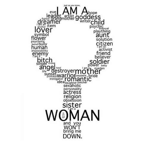 the word woman written in black and white on a white background with words surrounding it