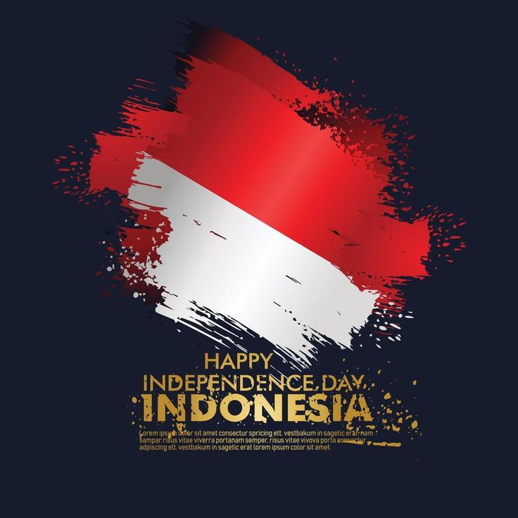 an indonesia flag painted on the side of a black background with text happy independence day