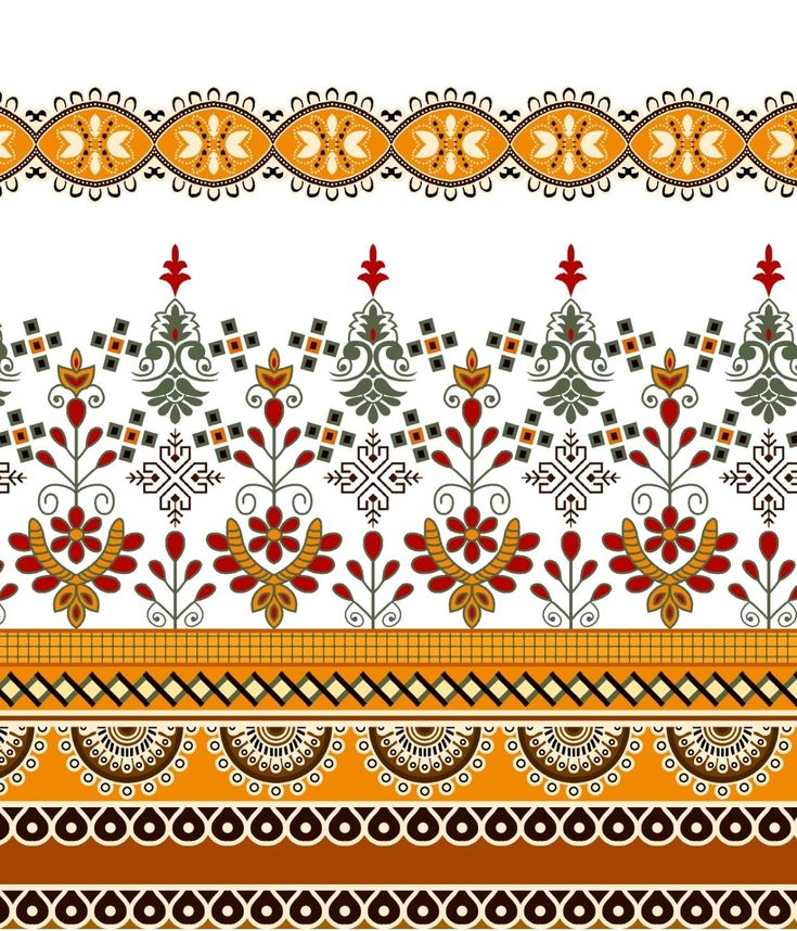 an ornate border with flowers and leaves in orange, brown, yellow and white colors