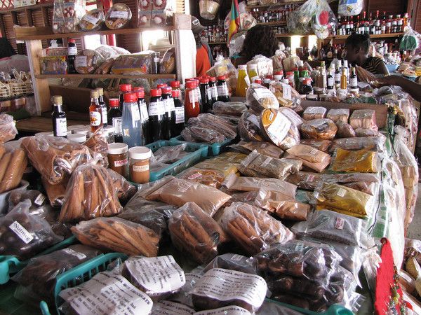 there are many bags of food on the table