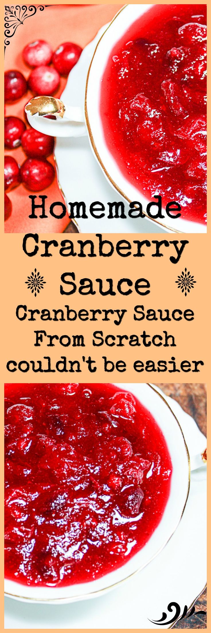 homemade cranberry sauce recipe with text overlay