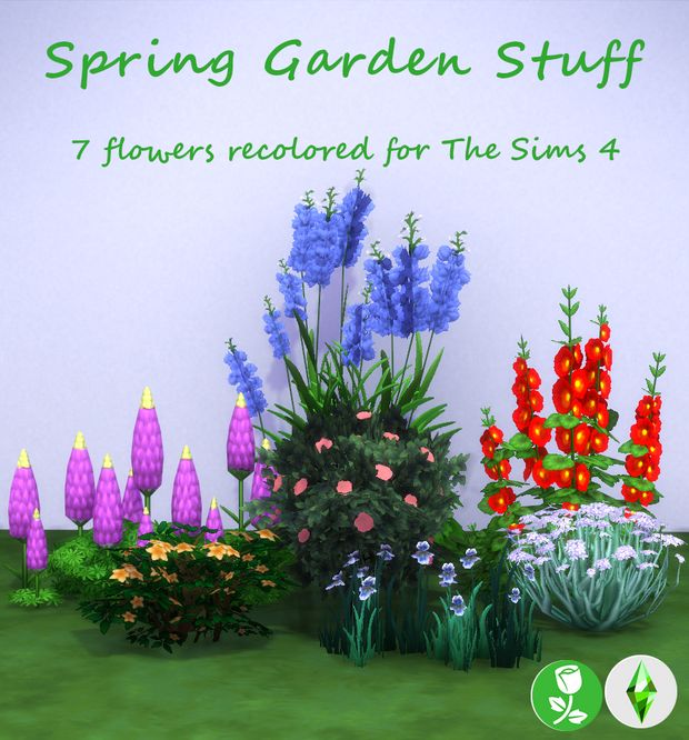 an animated garden with flowers and plants for the simss 4 figure set is shown