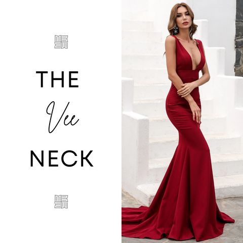 Micaah | Special Event Dresses & Gowns | Dress Necklines & Hairstyles Dress Necklines, Prom Tips, Different Necklines, Special Event Dresses, Messy Updo, Perfect Hairstyle, V Neck Prom Dresses, Prom Style, Beaded Prom Dress