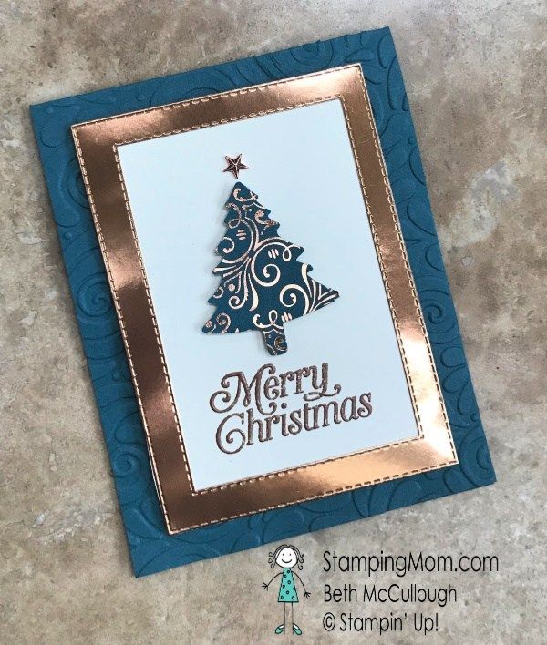 a card with a christmas tree on it