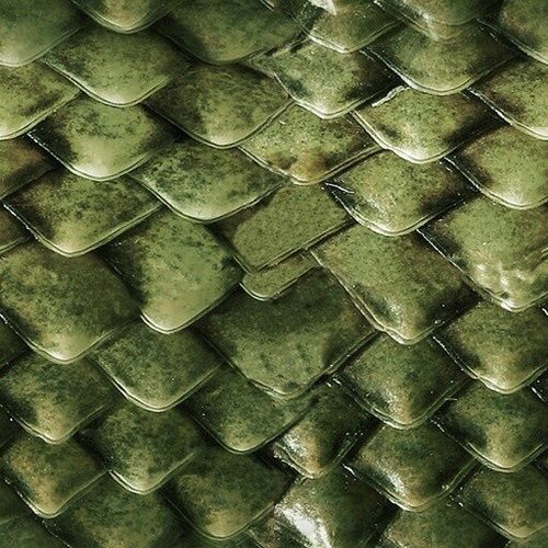 a close up view of a green snake skin