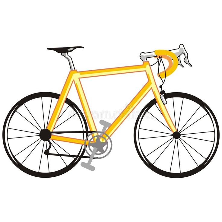 a yellow bicycle is shown on a white background