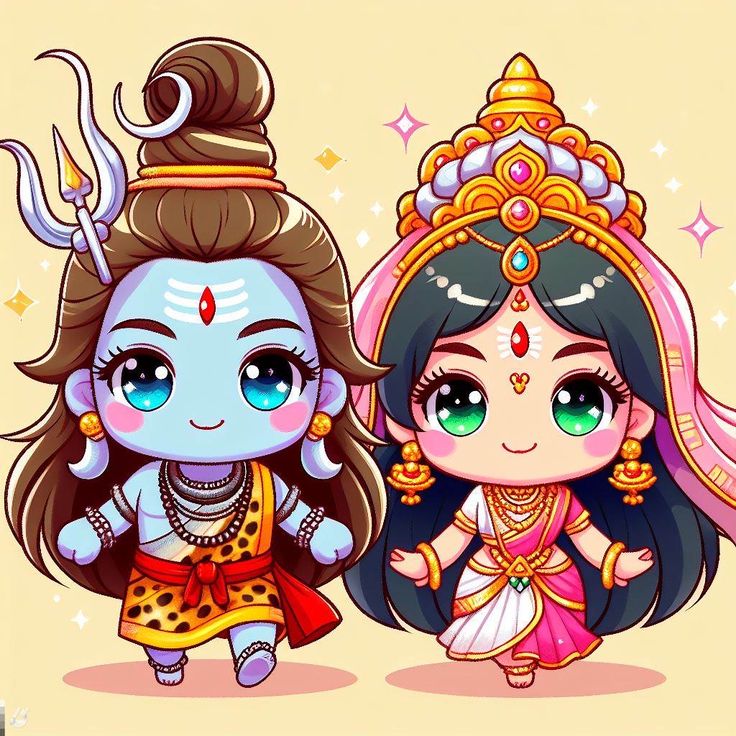 Cute Shiva and Parvati artwork Cute Shiva, Mata Parvati, Shiva And Parvati, Shiv Shakti, Chinese Anime, Cartoon Artist, Boho Art Drawings, Har Mahadev, Cute Drawing