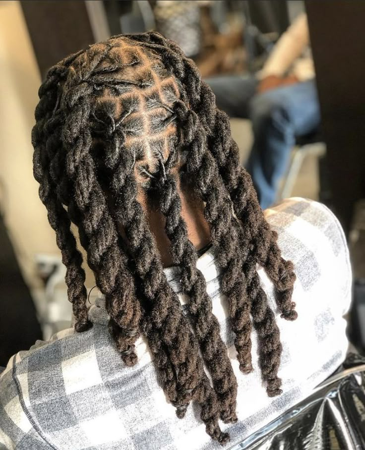 Jumbo Twist Dreads Men, Rope Style Locs, Dreaded Hairstyles For Men, Retwist Locs Style Men Long, Rope Twist Men Locs, 4 Strand Twist Locs Men, Men’s Loc Styles Long, Dreads Styles For Men Dreadlocks, Masculine Loc Styles