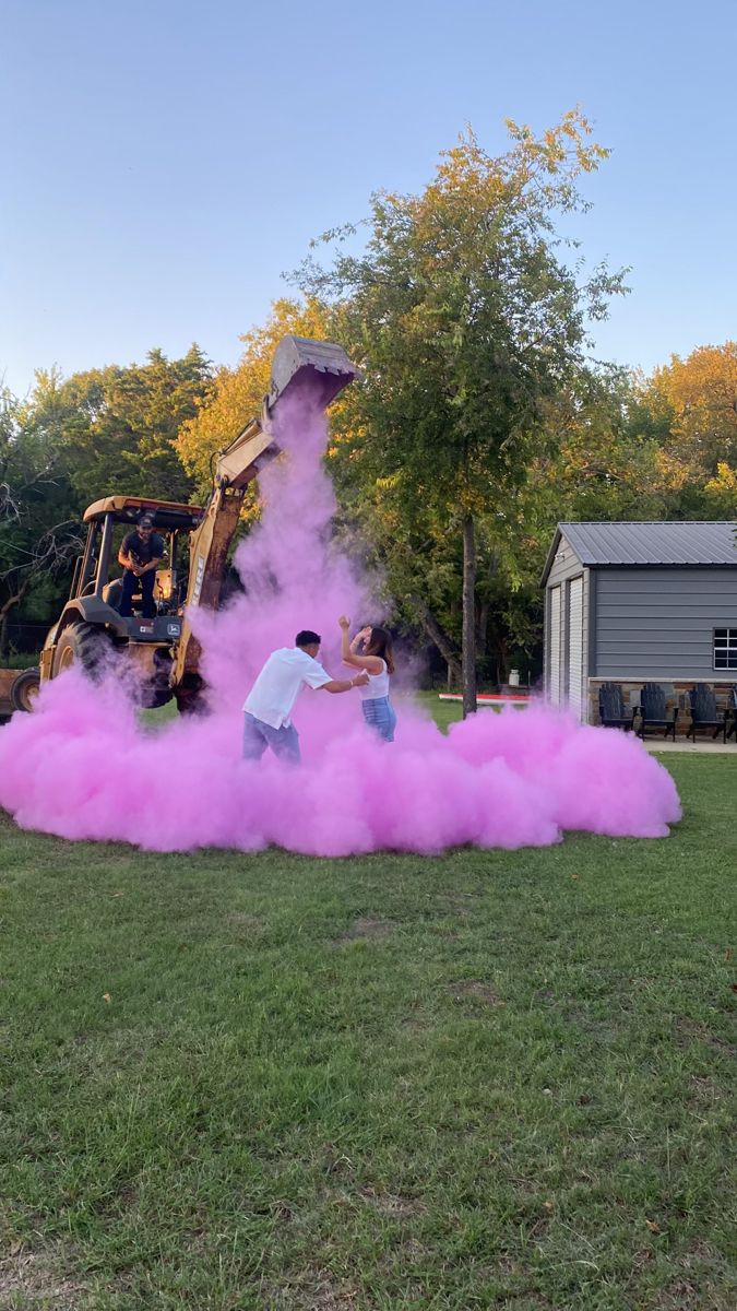 Dump Truck Gender Reveal, Heavy Equipment Gender Reveal, Construction Gender Reveal Ideas, Semi Truck Gender Reveal, Hiking Gender Reveal Ideas, Excavator Gender Reveal, Jeep Gender Reveal Ideas, Tractor Gender Reveal Ideas, Construction Gender Reveal