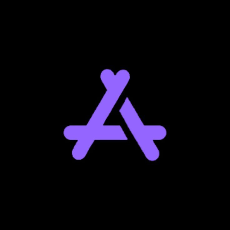 the letter a in purple on a black background