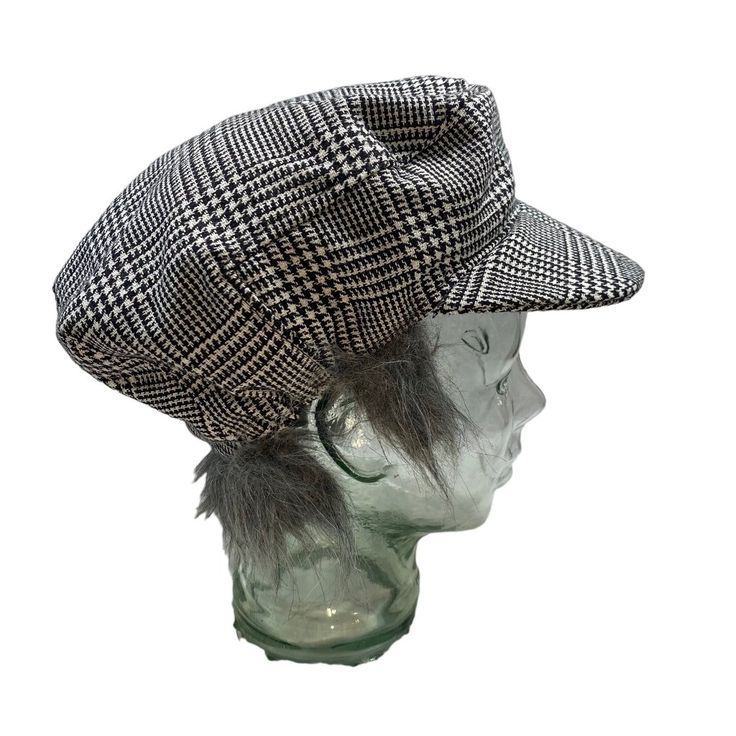 Old Grandpa Plaid Newsboy Costume Hat Os New Without Tags Halloween Costume Old Man Hat, Gray Hair Hat 23.62" 60cm Measurements Approximate I Created Plasma Beamz To Support My Dream Of Being An Independent Designer And Entrepreneur! Check Out My Boutique Stocked With One-Of-A-Kind Items For All Of Your Fabulous Upcycled Fashion Needs! This Product Photography Is The Original Work Of Plasma Beamz. The Use Of These Photos Without Written Consent From The Artist Is Strictly Prohibited. Thank You F Fitted Fall Cap, Trendy Fitted Flat Cap, One Size Fall Cap Mini Hat, One Size Fall Mini Cap Hat, Trendy One-size Flat Cap, Retro Visor Hat For Fall, Trendy One Size Flat Cap, Retro Fall Hat One Size, Retro Fall Hats One Size